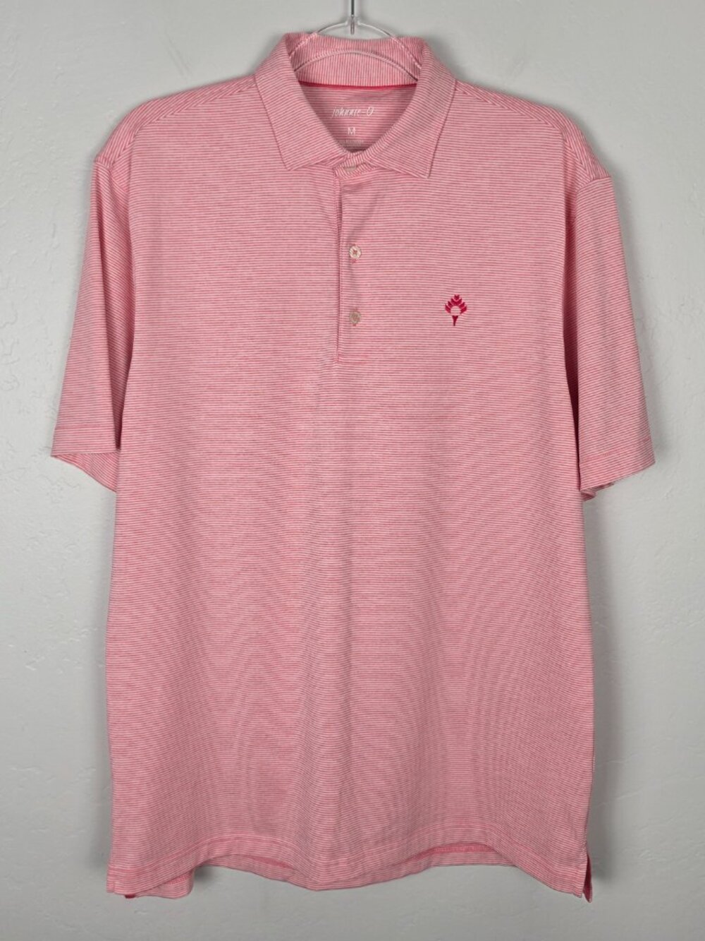 Johnnie-O Performance Jersey Polo Lyndonn Stripe Short Sleeve Peach Pink Size M